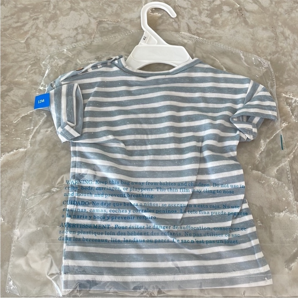 NWT First Wave Dillards Shirt Baby Blue/White Striped MSRP $18 Size: 12 mos - Picture 5 of 10